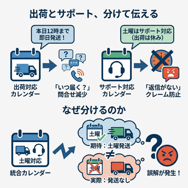 出荷とサポート、分けて伝える